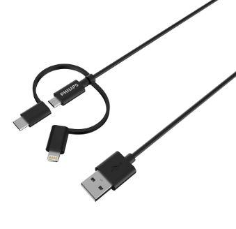 Philips 3-in-1 USB Black Charging Cable - 6 ft