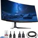 Dell Alienware AW3423DW 34.2 QD-OLED 1440p HDR 175Hz Curved Gaming Monitor (Lunar Light) | G-SYNC Ultimate UltraWide Display + DisplayPort Cable + Headphone Extender + HDMI Cable + Cleaning Kit