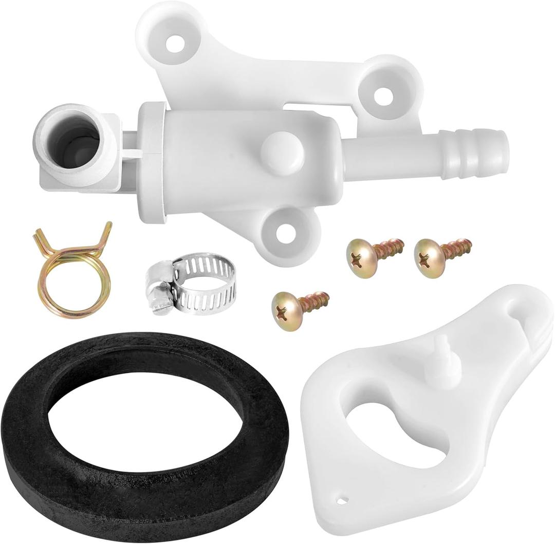 AUTOBABA 34100 RV Toilet Water Assembly Valves Kit with Hose Clamp Compatible with Thetford Aqua-Magic Style Lite & Style Lite Plus RV Camper Toilets Parts Toilet Water Valve Kit