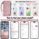 Defencase Compatible with iPhone 16 Pro Case Wallet with RFID Blocking Card Holder for Women Men, PU Leather Magnetic Snap Flip Zipper Strap Wallet Phone Case Fit for iPhone 16 Pro 6.3", Rose Pink