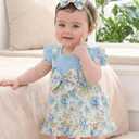 SUNNY PIGGY Baby Girl Clothes Newborn Infant Flower Girl Dresses Summer Outfit 0 3 6 9 12 18 24 Months Overall Skirt Set, 0-3 Months