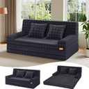 MeMoreCool 59" Boneless Loveseat Sofa Bed, Bubble Corduroy Couch, Dark Grey