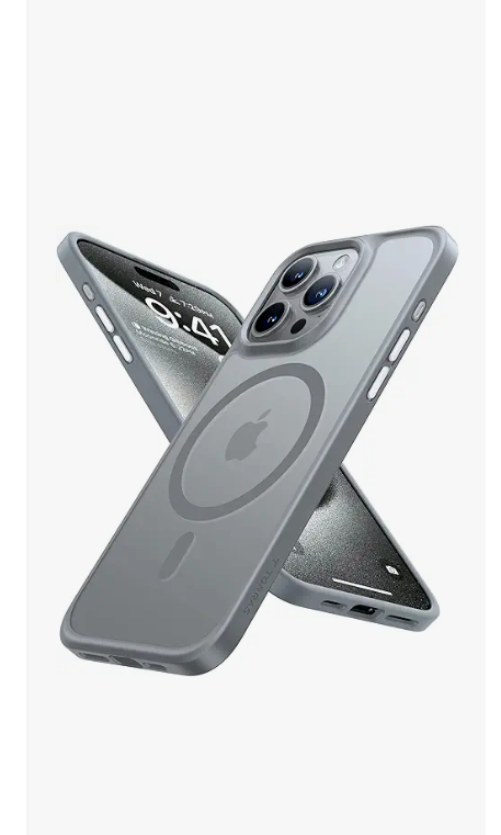TORRAS Magnetic Shockproof Compatible with iPhone 15 Pro Case, [MilitaryGrade Drop Tested] [Compatible with MagSafe] Translucent Slim Protective, PC & TPU, AntiFingerprint Guardian Mag 2023, Grey
