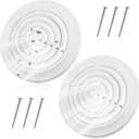 Therwen 2 Pcs Fits 10 Inch Neck Air Duct | White Round Diffuser Vent Cover | Steel Round Air Supply Diffuser for Ceiling Outer Dimension: 13-15/16"