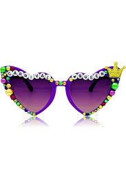 YOGFIT Mardi Gras Beads Sunglasses for Women Men, Mardi Gras Party Outfit Accessories Heart Sunglasses for Women 