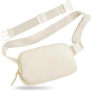 Titosha Belt Bag with Extender Strap 65'', Plus Size Fanny Pack Crossbody Bags for Women Men, Mini Everywhere Belt Bag, Fashion Small Waist Pouch (Beige + strap)