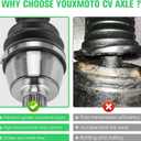 Youxmoto 2 Front CV Axle Wheel Bearing for Polaris 2013-2019 Ranger 900 XP/Crew; 2017-2020 Ranger XP 1000 (NON ABS/diesel/MUD); 2010-2014 RZR S 800/RZR 4 800; 2015-18 Ranger Diesel Drive Half Shaft