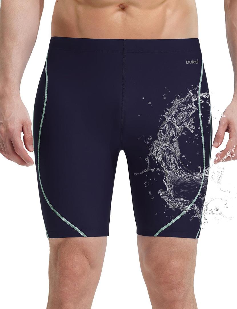 baleaf Men's 7.5" Swim Trunks Athletic Competition Swimsuit Navy Blue XXL (XXL)