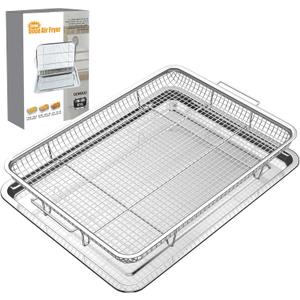 Air Fryer Basket for Oven, 15.7"x11.8"Extra Large Air Fryer Basket and Tray Stainless Steel Oven Air Fryer Pan Rack for Cooking Baking and Broiling1Pack