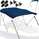 Bimini Tops for Boats, Navy 3 Bow L6' x W61-66 x H46, 900D Polyester Bimini Top, 2 Rear Support Poles and Storage Boot, 4 Adjustable Nylon Straps