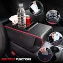 Car Middle Center Console Cover with Cup Holder for Long Driving,Car Armrest Cover for SUV,Truck-2.95in Height-Lifts Arms to Relax Muscles,Multi-Functional Storage for Trips Scratch-Resistant