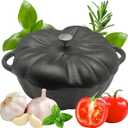 Cast Iron Garlic Roaster - Heavy Duty Pre-Seasoned Garlic Roaster with Lid - Garlic Cooker Pot & Potato Baker, Perfect for Kitchen Oven or Outdoors BBQ Grill