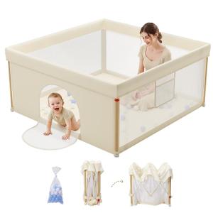 Foldable Baby Playpen, 50"×50" Play Pen for Babies and Toddlers