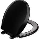 Toilet Seat Rround 16.5inch Soft Close Toilet Lid Round PP Material Safe & Easy Clean & Quick Installation, Sturdy Accessories Never Loosen 2 Years Support, Black