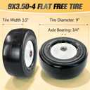 9x3.50-4 Flat-Free Lawn Mower Tire, Solid Smooth Tire with 3/4" and 5/8" Axle Bore, 3.5"-5" Centered Hub, 9" Solid Tire for Zero-Turn Mowers, Garden Carts, Wheelbarrows, 2pcs