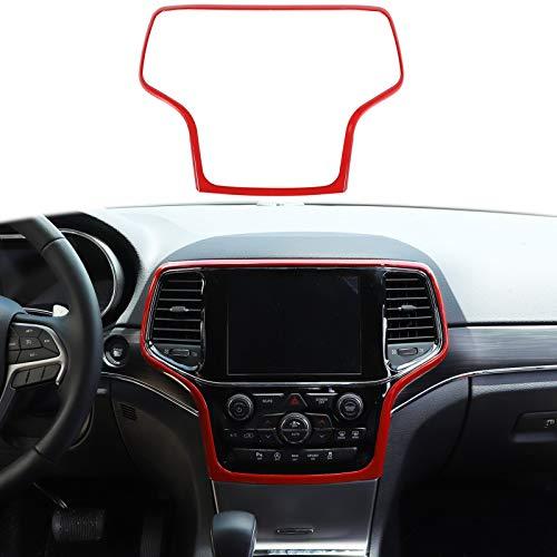 Hoolcar Interior Accessories ABS Central Control Navigation Frame Cover for 2014-2020 Jeep Grand Cherokee, Red