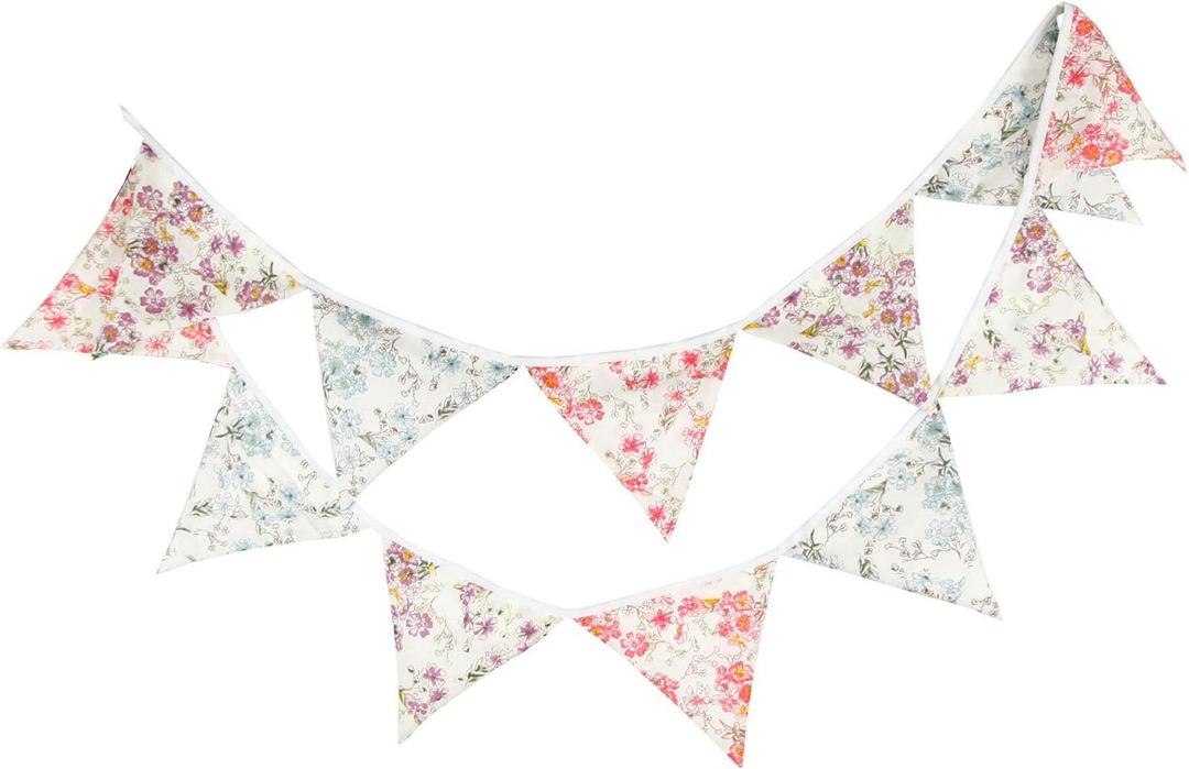 LOVENJOY Pastel Pennant Banner Triangle Spring Floral Fabric Bunting Shabby Chic Tea Party Flag Garland