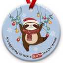 2 x KILYHOME Sloth Dancing Christmas Ornament 2025 - "Its Beginning to Look a Sloth Funny Ornament, Cute Animal Holiday Keepsake - Xmas Tree Hanging Decoration, Idea for Animal Lovers