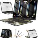 Clear Keyboard Case for iPad Pro 13 inch (M5/M4, 2025/2024), Transparent Protective Cover with 7-Color Backlit Keyboard, 360 Rotating Stand, Multi-Touch Trackpad and Pencil Holder, Black