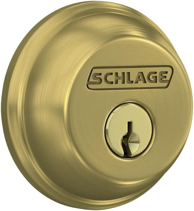 SCHLAGE Lock Company Single Cylinder Deadbolt, Satin Brass (B60 N 608)