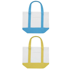 Eccliy 2 Pcs Mini Canvas Tote Bags 13" x 11" x 6" Small Tote Shopping Bag Bulk with Pocket Handle Blank Heavy Duty Reusable Canvas (13" X 11" X 6",Pastel Color)