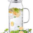 Bivvclaz 2 Liter 68 oz Glass Pitcher with Lid and Handle, Glass Carafe for Hot/Cold Water, Large Iced Tea Pitcher for Coffee, Juice and Homemade Beverage (Clear)