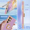 Fingic for Galaxy S25 Ultra Case[with 360Rotatable Ring Holder] Support Magnetic Car Mount Shiny Plating Gold Slim Thin Soft TPU Rugged Bumper Anti-Scratch Case for Galaxy S25 Ultra,Lavender Purple