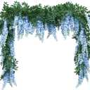 1pc/2pcs Encrypted Flower Vine Wisteria Artificial Flowers Garland,White Wisteria Hanging Flowers Flower Garland Decorations for Home Garden Outdoor Ceremony Wedding Arch Decoration (Blue, 2pcs)