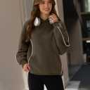 ZAFUL Women's Seam Oversized Hoodies Fleece Comfy Sweatshirts Fall Fashion Casual Pullover Tops 2025 Winter Clothes (Brown, S)