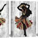 KREATIVE ARTS Hawaiian Hula Girl Canvas Wall Art Set 3-Piece Tropical Dance Abstract Brown Grey Beach Decor Posters 12x16 Stretched Canvas for Bathroom Dorm Living Room Ready to Hang