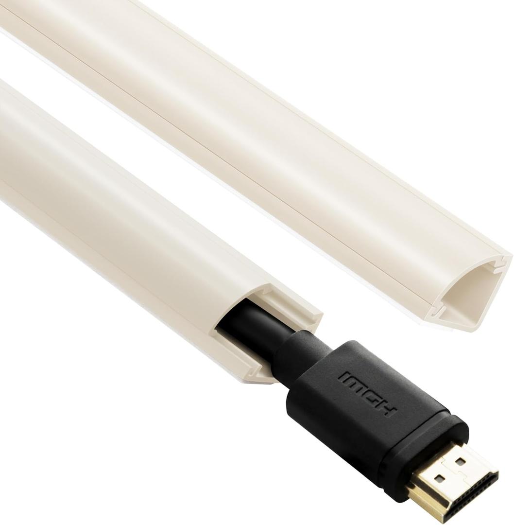 136in Corner Cable Concealer, Corner Cord Hider for One Cord, Wire Covers for Cords, Paintable Corner Cord Cover, Cable Management Channel Cable Raceway for Wall, Floor Baseboard, Ceiling - 8 X L17in (Beige)