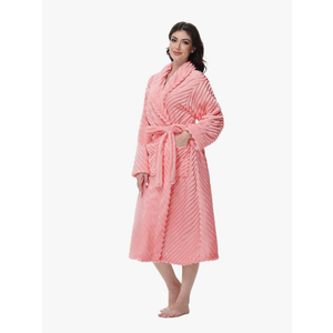 Yurhap Premium Robes for Women - Super Soft Cozy Fleece Womens Robe Plush Long Bathrobe size S-M, Coral