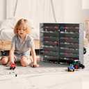 Car Display Case, 1/64 Scale Toy Cars Wheels Display Case, 2Pcs Acrylic Toy Car Storage, Model Car Collectors Showcase, Wall Mount Display & Desktop Display Shelf, Black