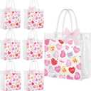 Valentine's Day Clear Gift Bags - 20Pcs Valentine's Day Clear PVC Goodie Gift Bags with Handle Conversation Heart Handbag with Ribbon for Valentines Galentines Day Wedding Birthday Anniversary