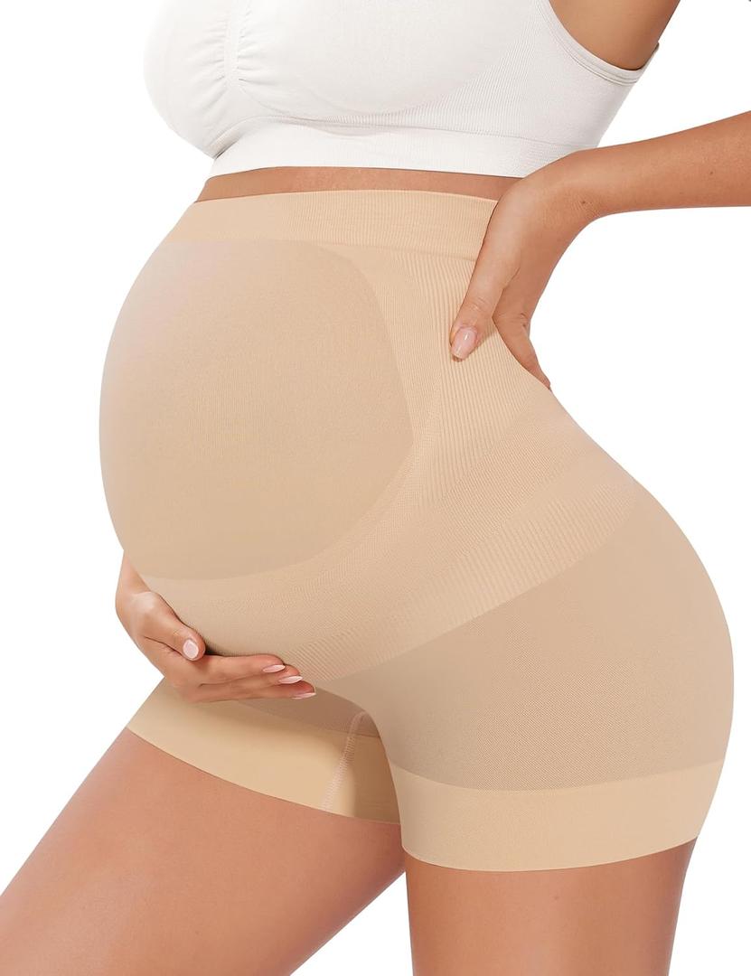 Peauty Boyshorts Maternity Shapewear & Underwear 2-in-1,Belly Support Pregnancy Shorts Essentials Maternity Skits, XL (Nude)