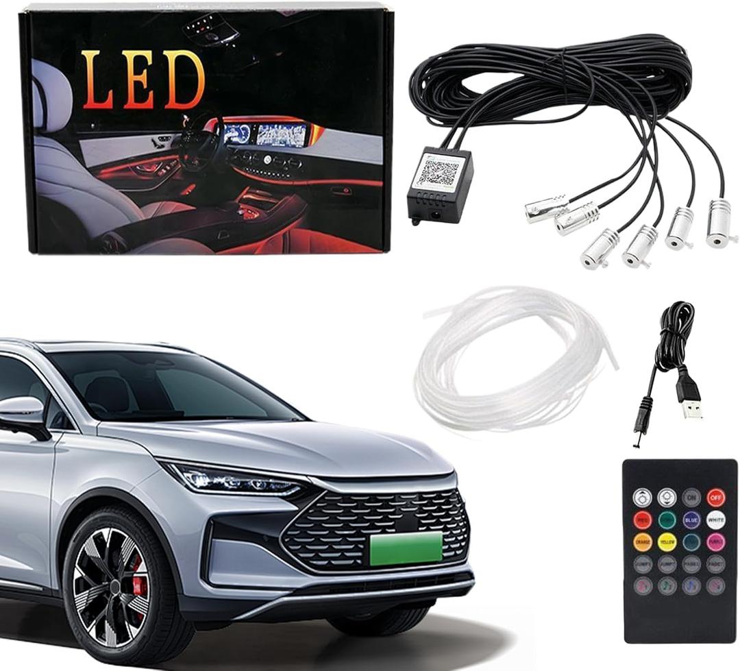 Car Atmosphere Lights - 5m 6m LED Fiber Optic Strip | Rubber APP Wireless Car Light | RGB Interior Decorative Strip for Trailer, Truck, Sedan, Pickup for Night Drives, Party, Decoration (to six, equipped with 6 meters)