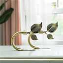 Leaf Shaped Curtain Holdbacks 2pcs, Handmade Metal Curtain Side Holders for Wall, Antique Brass Curtain Tieback Hook Pull Backs for Drapes Window Home Decoration (Antique Brass)
