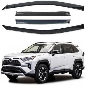 Shatterproof Out-Channel Window Deflectors for Toyota RAV4 2019-2025, Rain Guards Window Visors for Cars Vent Deflector Car Accessories (for RAV4 19-25 4-PCS Chrome)