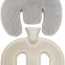 U Shaped Hot Water Bottle, Neck and Shoulder Hot Water Bottle,1L Hot Water Bag with Detachable Cover Soft Plush Neck Warmer,Warmer Hot/Cold Water Wrap Pillow (Gray)