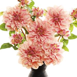 Silk Dahlia Artificial Flowers 24 Inch Long Stem - 5 Pack Fake Flowers for Wedding Bouquets, Home Decor, Centerpieces, Table Arrangements - Realistic Looking Faux Dahlia Floral Stems (Pink1)