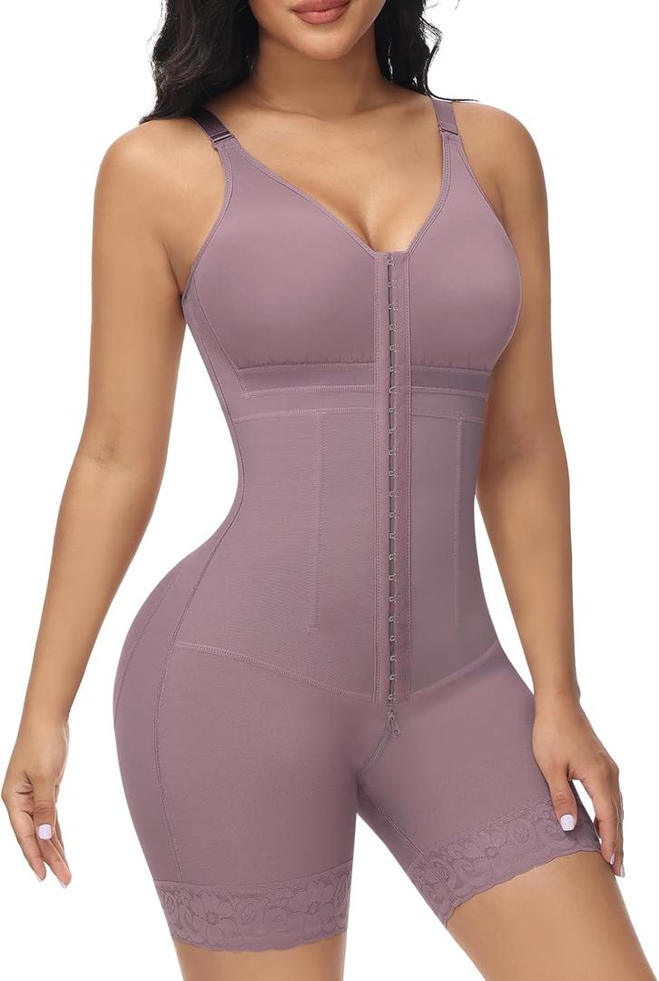 M MYODRESS Fajas Colombianas Moldeadoras Postpartum Stage 2 Body Shaper Compression Garment Tummy Tuck Shapewear with Bra (XX-Large, Purple)