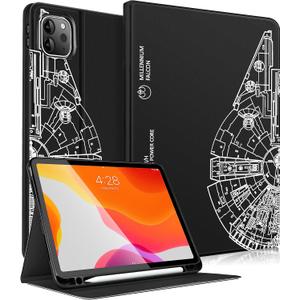 Uppuppy for iPad Air 13 Inch M2/M3, Pro 12.9 Case - Cute Women Girls Boy Men TeensBlack Pencil Holder Folio Cover for Apple Air 13" 2024/2025, Pro 6th/5th/4th/3rd Generation Case (2-Rotary Gear)