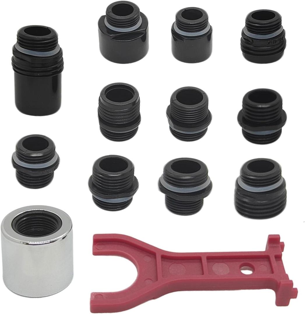 12PCS Kitchen Faucet Adapter Kit for Pull Down Sprayer Universal Sink Hose Attachment Adapters for Spray Head Replacement Faucet Nozzle Hose Connector Accessories Kit
