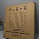 Cumbor 29.243" Baby Gate for Stairs, Wall-Mounted (Drill Required), Expandable No Bottom Bar Dog Gate, Auto Close Extra Wide Walk Thru, Pet & Toddler Proof Gate, Top & Bottom of Stairways (Brown)