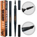 Beard Pen Filler for Men - Barber Styling Grooming Pencil - Waterproof, Sweat Proof, Long Lasting Solution with Natural Finish - Cover Beard and Scalp Patches in Seconds - Black 2 Pack