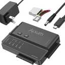Alxum 3-in-1 USB C to SATA & IDE Adapter with Hard Drive Cloning - 5Gbps High Speed Data Transfer, Supports Simultaneous Reading of Two DrivesSATA III & IDE 133 HDD/SSD Included 12V2A Power Adapter