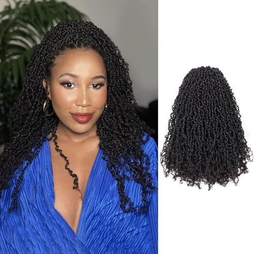 Toyotress Yanky Twist Crochet Hair - 16 Inch 8 Packs (30 Strands/Pcs) Fluffy Spring Mini Twist Passion Twist, Natural Black Pre-Looped Crochet Braids Braiding Hair (16 Inch, 1B-8P)