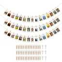 3PCS Hanging Photo Display with 45 Clips, 67 Inch Boho Wooden Bead Garland Photo Banner, Kids Art Display Collage Picture Postcard Display, Photo String for Bedroom Dorm Cubicle Wall Decor Teen Gifts