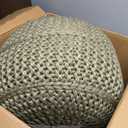 BIRDROCK HOME Round Pouf Ottoman Foot Rest, 18.5”x15”, Herbal Olive Green, Small