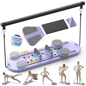 Canlanmu Pilates Board, Multifunctional Rebound Abdominal Board, Foldable Pilates Reformer Set, Ab Core Trainer Machine, Ab Exercise Board, Abs Workout Equipment for Women Home Gym Equipment, Purple